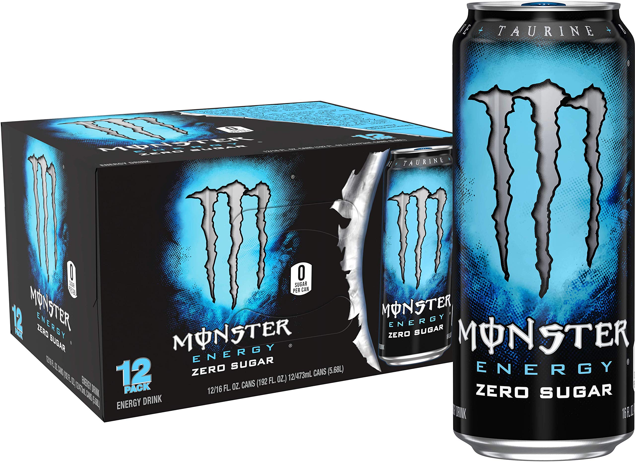 Monster Energy Zero Sugar, Low Calorie Energy Drink, 16 Ounce (Pack Of