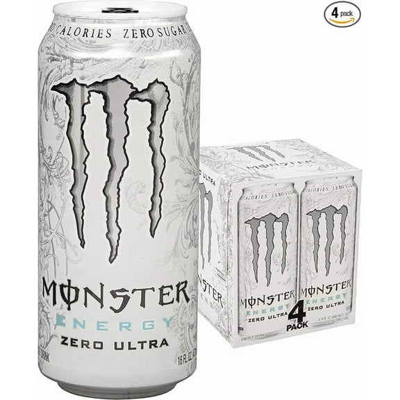 Monster Energy Zero Ultra, 16 Fl Oz Cans, 4 Pack