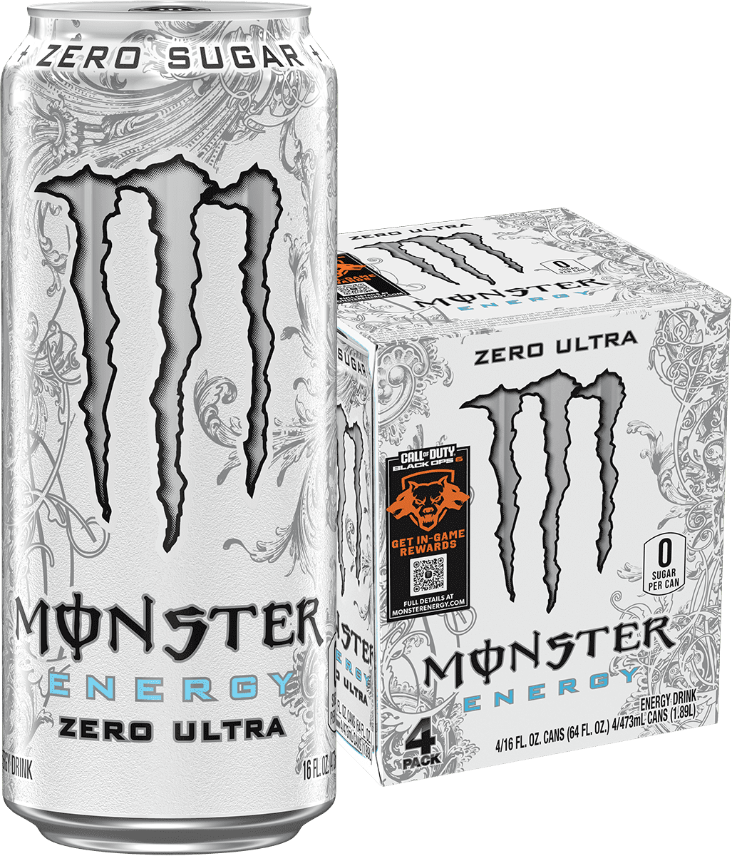 Monster Energy Zero Ultra, Sugar Free Energy Drink, 4 Count, 16 fl oz