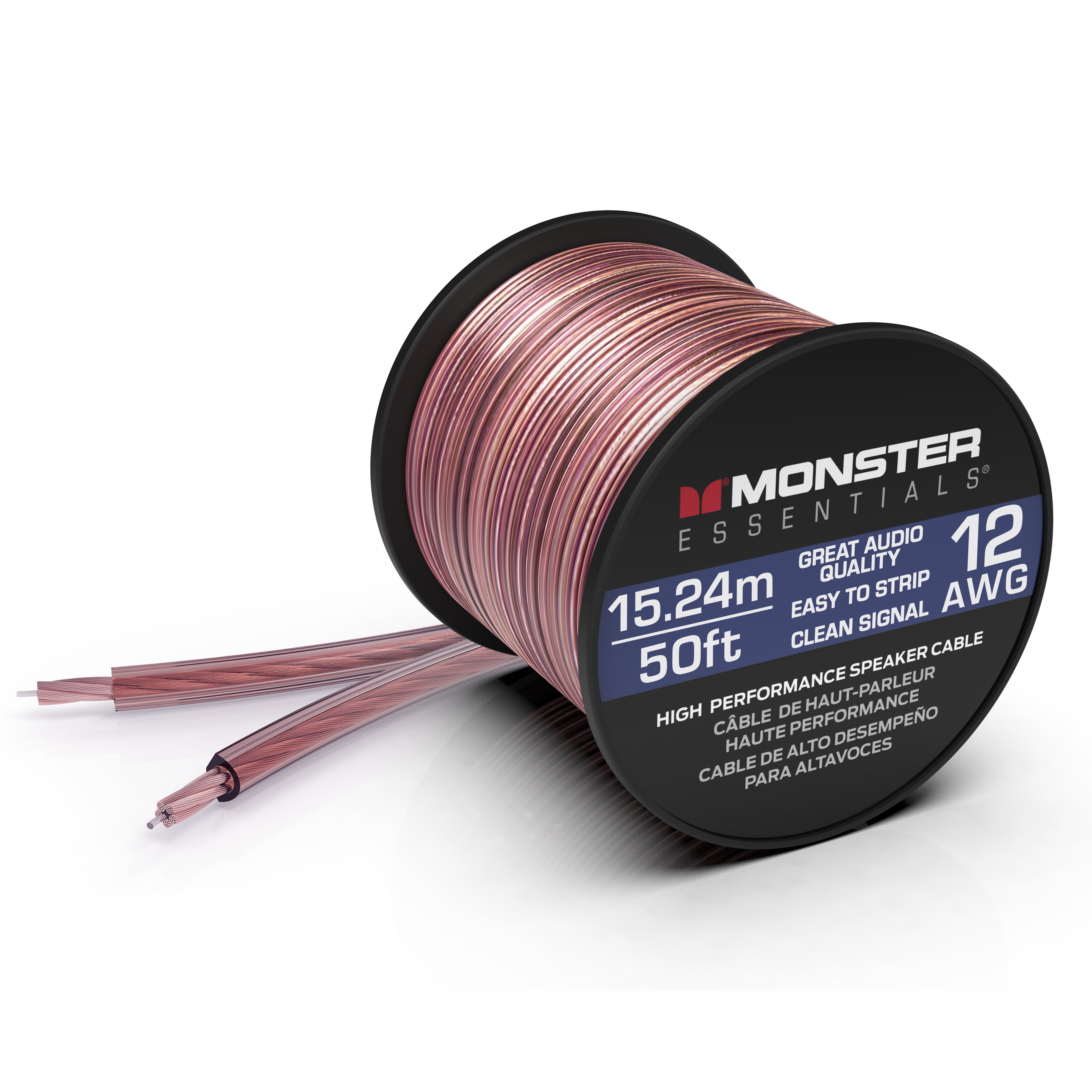 Monster Essentials High Performance Speaker Wire 12 Gauge Copper Clad  Aluminum (CCA) Speaker Cable 50 FT Spool – Ideal Home Cinema Speaker Wire  Cable and Car Audio Speaker Cables/Speaker Wires 
