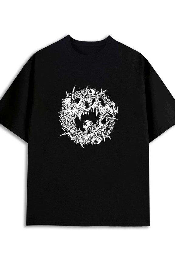 Monster Face Tee men 180G 100% Cotton black Fashion Unisex Shirt Crewneck tshirts Classic Unisex Shirt Printed tshirts Basic Unisex Shirt Crewneck tshirts