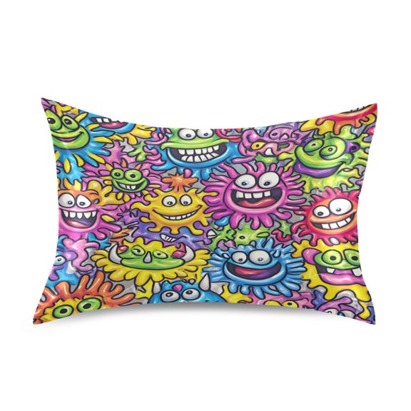 Monster Faces Pillowcase Queen Size Luxury Silky Soft Wrinkle Resistant Envelope Closure 30x20in
