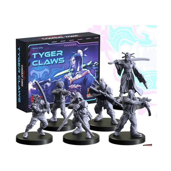 Monster Fight Club Cyberpunk Red Combat Zone Miniatures: Tyger Claws Starter Gang