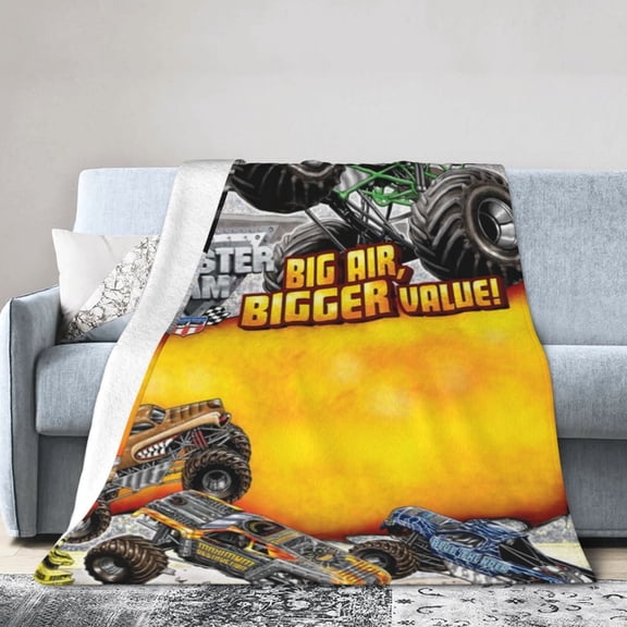 Monster Game Jam Throw Blanket Super Soft Cartoon Racing Game Blanket for Adult Child, All Seasons Lightweight Foldable Cartoon Bedspread for Living Room Bedroom Sofa 40"X50"