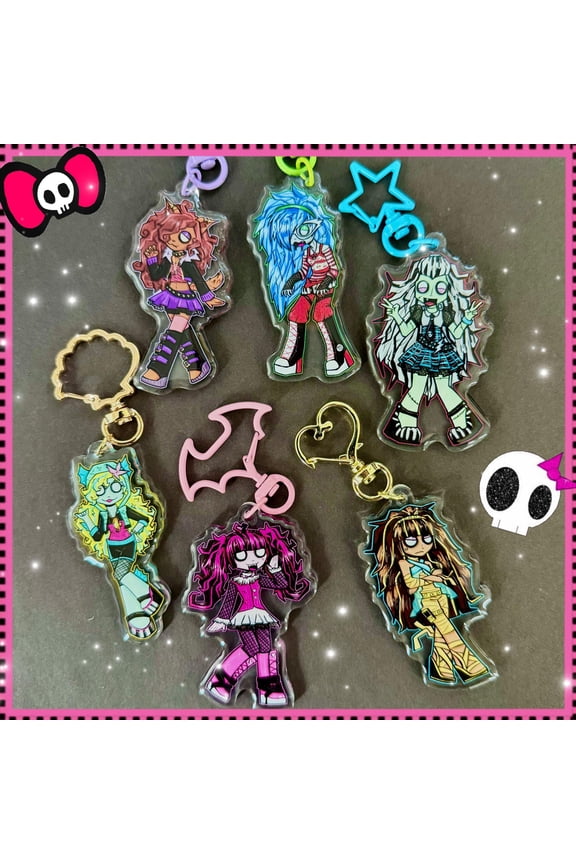 Monster Girls School Acrylic Keychains Emo Scene Alternative 2000s, random 1 pack