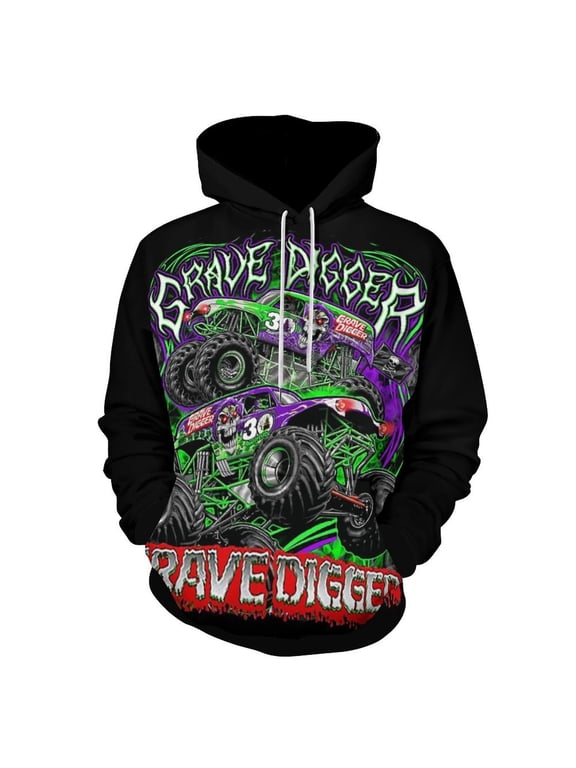 Monster Gr-ave Digger Trucks Casual Hoodies Pullover Sweatshirt Long Sleeve Hooded Jackets Men Women