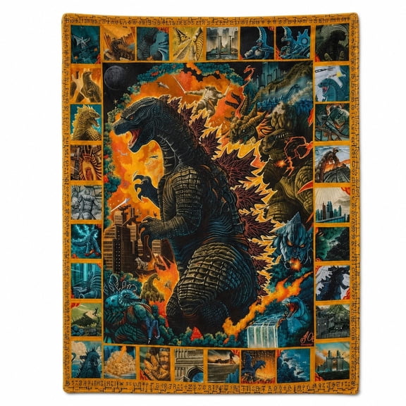 Monster Graphic Fleece Throw Blanket, 280 GSM Polyester Cozy Sofa Blanket