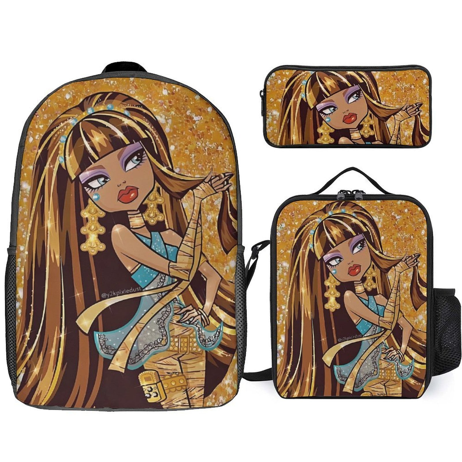 Monster High 3 Piece Backpack Set With Lunch Bag Pencil Case , High
