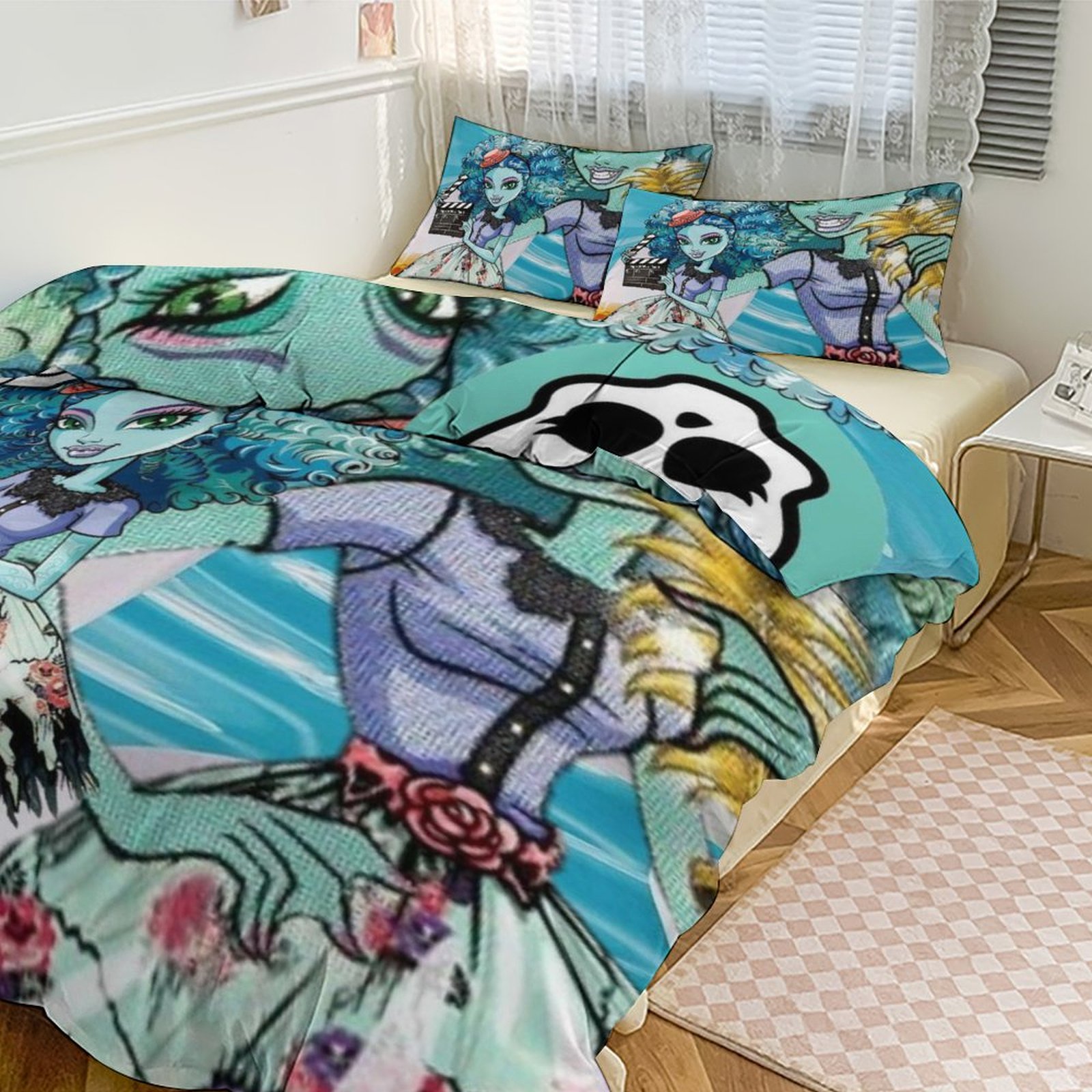 Monster High 3piece Bed Set 1Cover and 2 Pillowcases Sizes Twin, Full