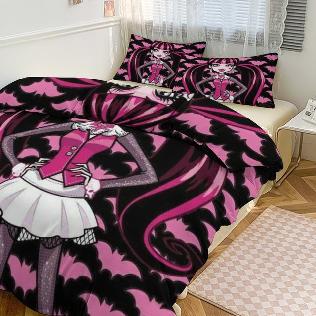 Monster High 3piece Bed Set 1Cover and 2 Pillowcases Sizes Twin, Full