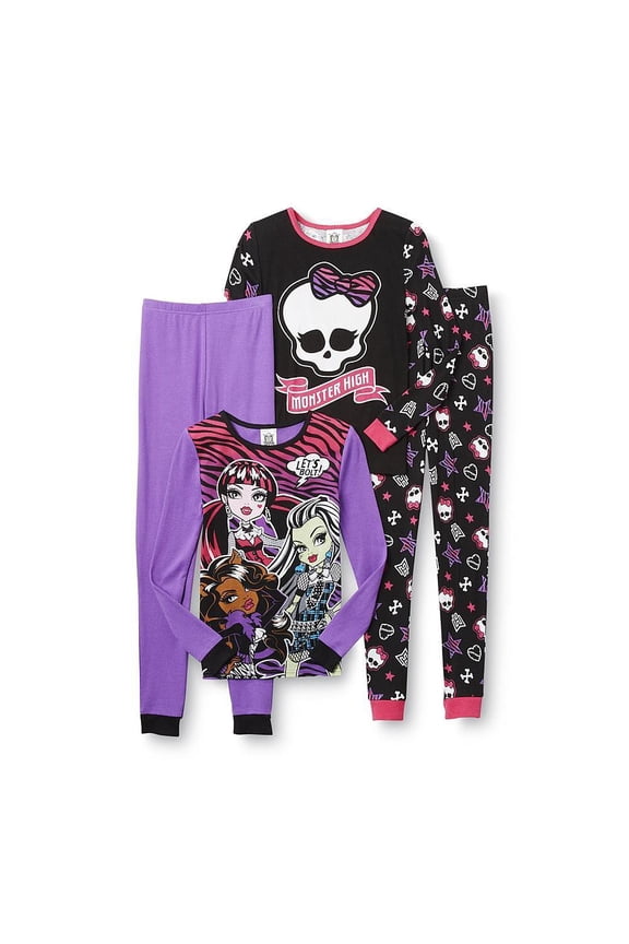 4 PC Long Sleeve Tight Fit Cotton Pajama Set Girl Size 10