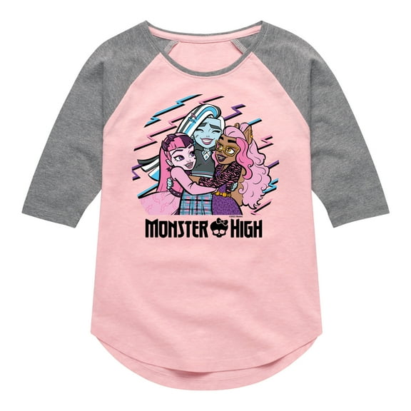 Monster High - Bestie Big Hug - Toddler & Youth Girls Raglan Graphic T-Shirt