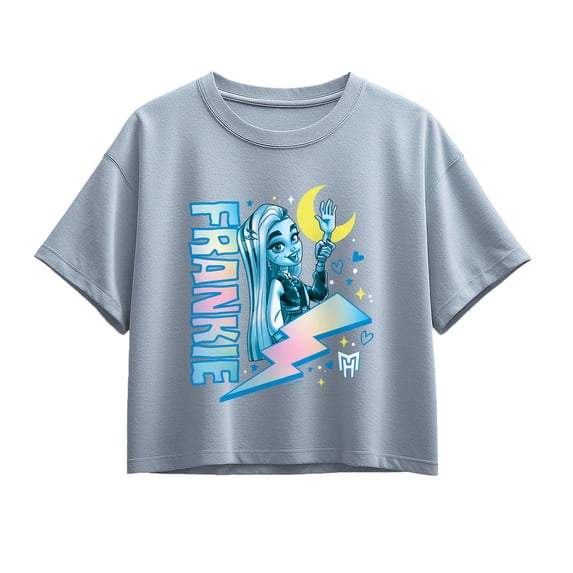Monster High - Blue Ink Frankie Girls' Short Sleeve Boxy Graphic T-Shirt