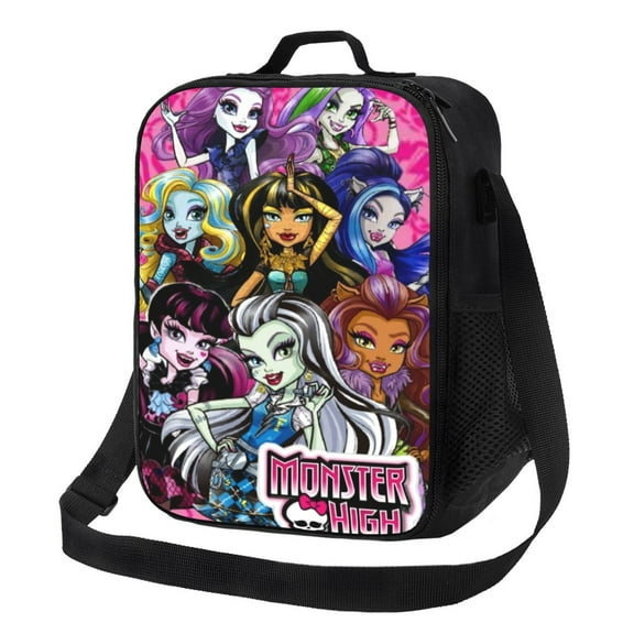 Monster High Cartoon Lunch Bag Picnic Bag Large Capacity Cooler Bag Lightweight Lunch Box With Pockets For Work/School/Travel/Picnic