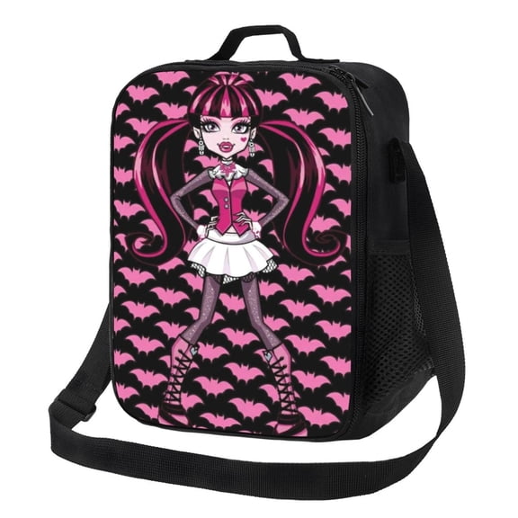 Monster High Cartoon Lunch Bag Picnic Bag Large Capacity Cooler Bag Lightweight Lunch Box With Pockets For Work/School/Travel/Picnic