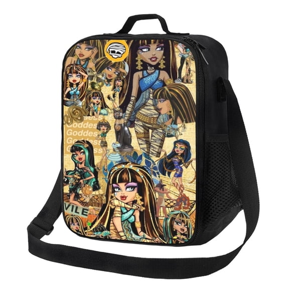 Monster High Cartoon Lunch Bag Picnic Bag Large Capacity Cooler Bag Lightweight Lunch Box With Pockets For Work/School/Travel/Picnic