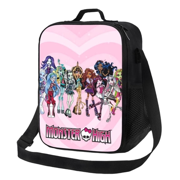 Monster High Cartoon Lunch Bag Picnic Bag Large Capacity Cooler Bag Lightweight Lunch Box With Pockets For Work/School/Travel/Picnic