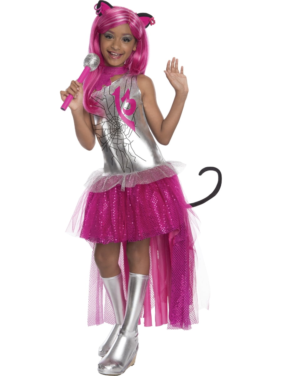 Childs Girl's Monster High Frights Camera Action Catty Noir Costume Large 12-14