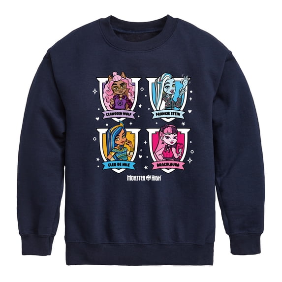 Monster High - Character Grid - Toddler And Youth Crewneck Fleece Sweatshirt