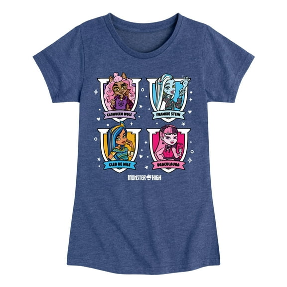 Monster High - Character Grid - Toddler And Youth Girls Short Sleeve Graphic T-Shirt