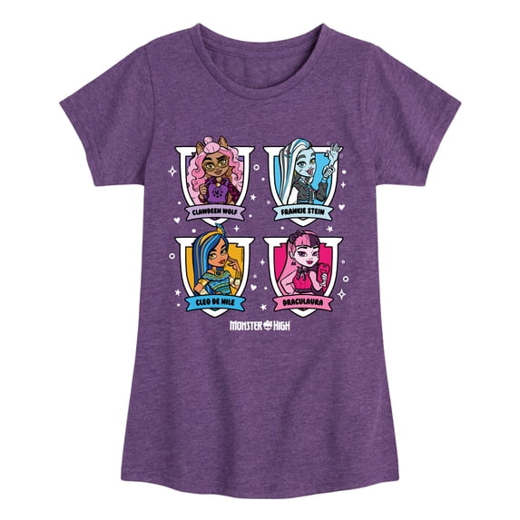 Monster High - Character Grid - Toddler And Youth Girls Short Sleeve Graphic T-Shirt