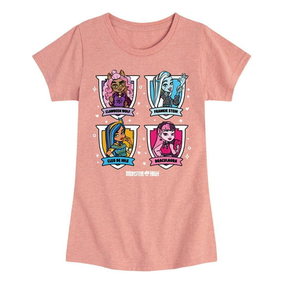 Monster High - Character Grid - Toddler And Youth Girls Short Sleeve Graphic T-Shirt