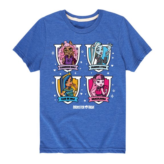 Monster High - Character Grid - Toddler And Youth Short Sleeve Graphic T-Shirt