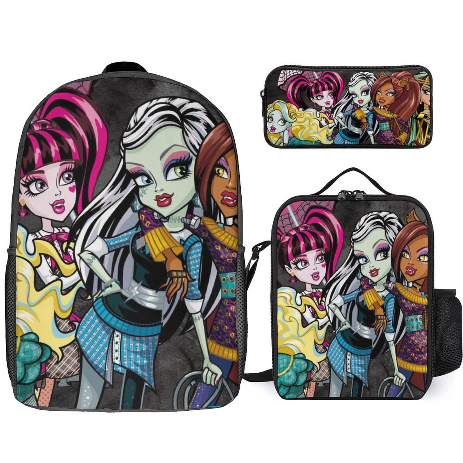 Monster High Characters Backpack With Lunch Bag Pencil Case Set ...