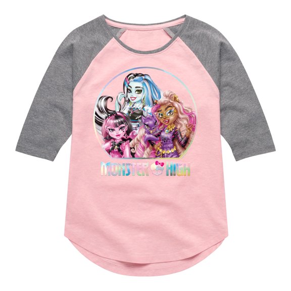 Monster High - Circle OF Friends - Toddler & Youth Girls Raglan Graphic T-Shirt