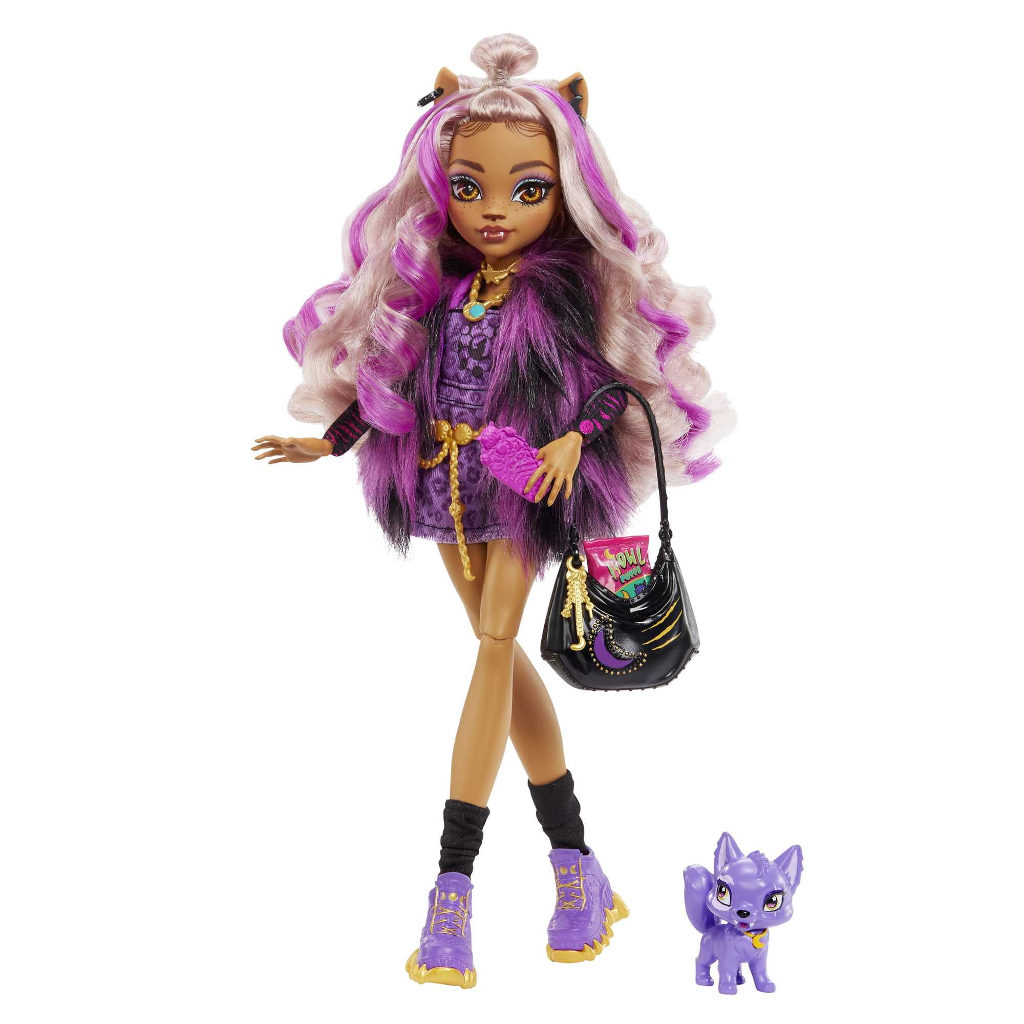 Monster High Clawdeen Wolf Fashion Doll with Purple Streaked Hair,  Accessories & Pet Dog - Walmart.com