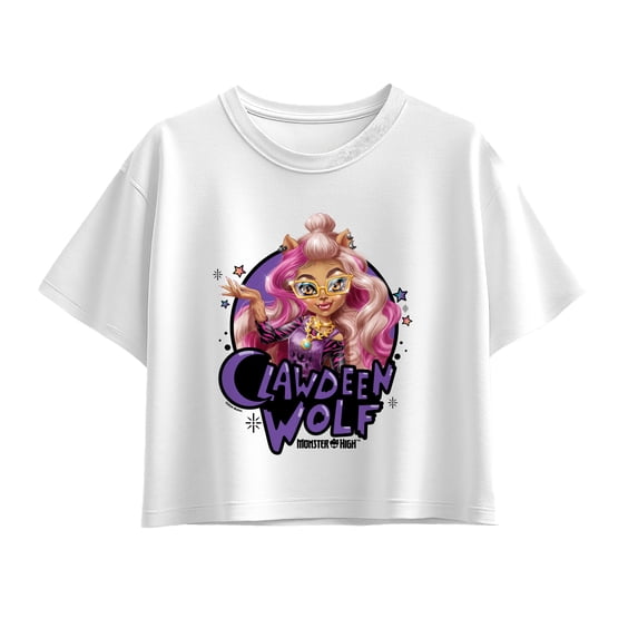 Monster High - Clawdeen Wolf Girls' Short Sleeve Boxy Graphic T-Shirt