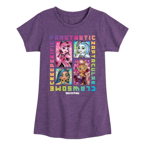 Monster High - Clawsome, Fangtastic, Creeperific & Zapptacular - Toddler & Youth Girls Short Sleeve T-Shirt
