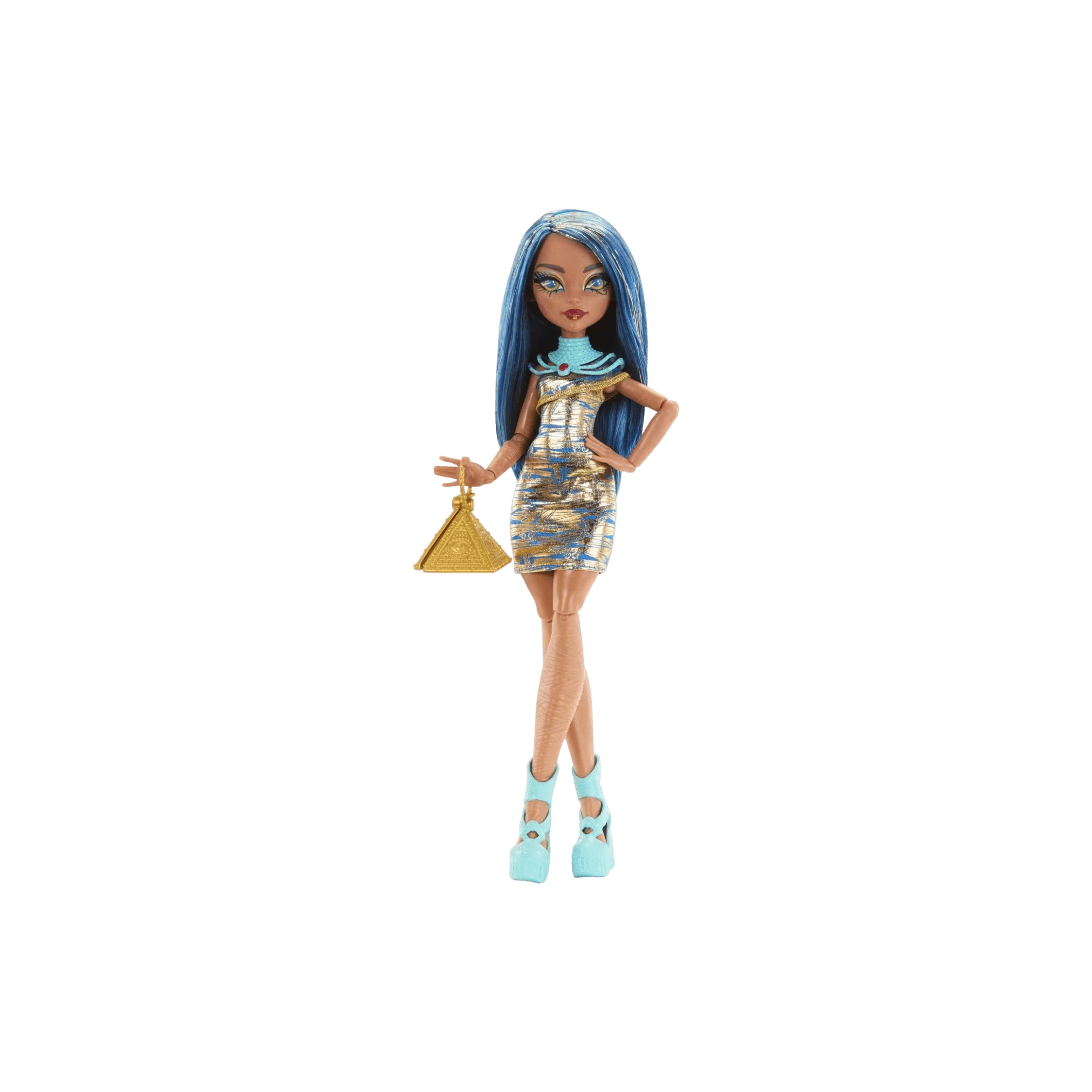 Monster High Cleo DeNile Fully Articulated Fashion Doll – Fangtastic Outfit with Bespoke Handbag & Scary-Chic Accessories (11 Joints)
