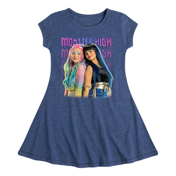 Monster High - Cleo & Mermaid Besties - Toddler & Youth Girls Fit & Flare Dress