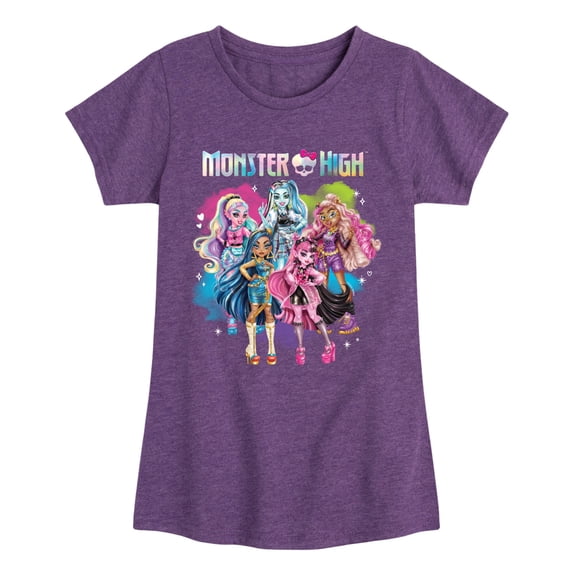 Monster High - Colorful Clouds Group Fitted Short Sleeve Graphic T-Shirt