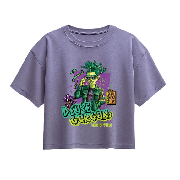 Monster High - Deuce Gorgon Girls' Short Sleeve Boxy Graphic T-Shirt