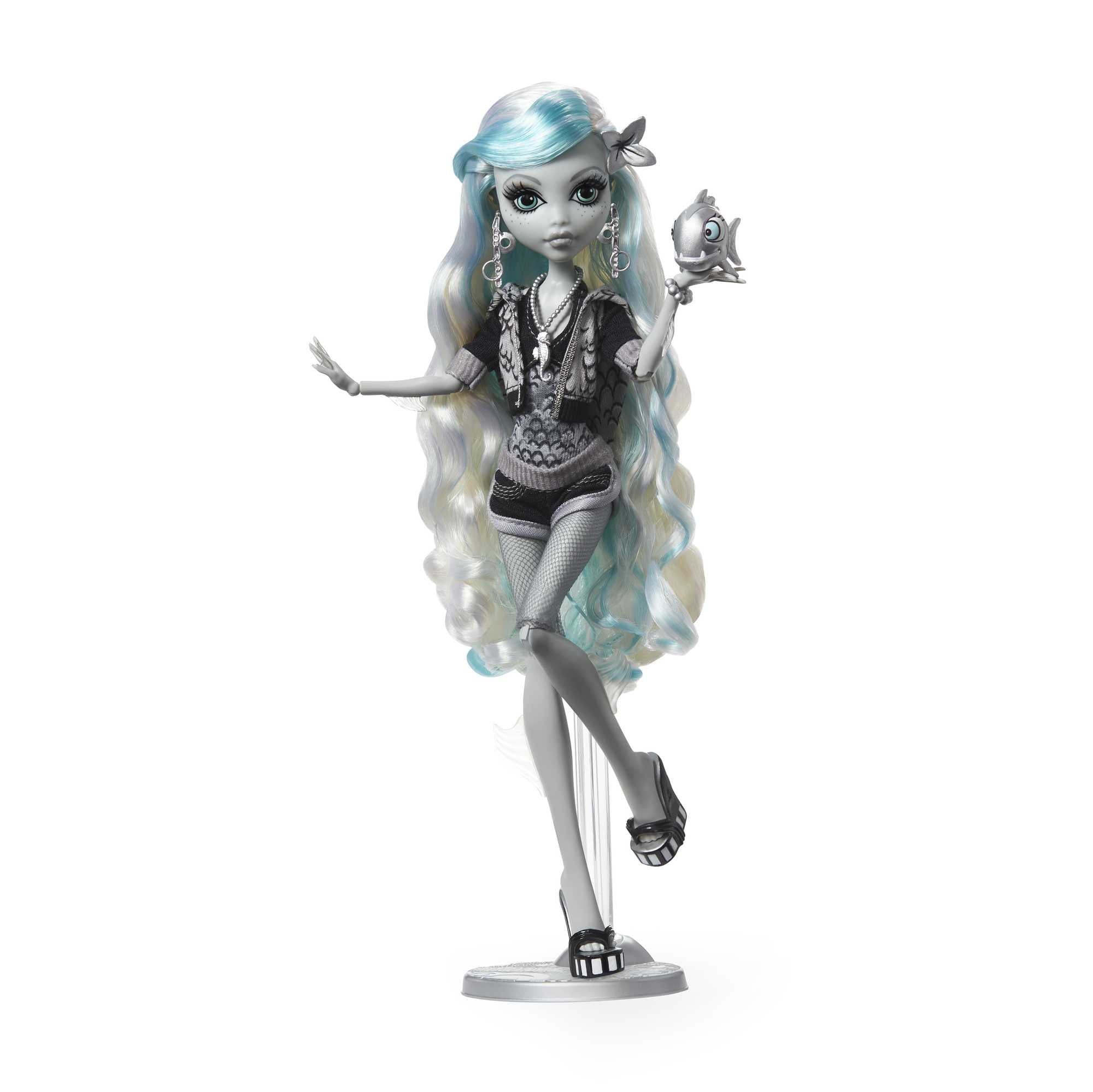 Open Box Monster High Doll with Posters, Lagoona Blue in Black and White
