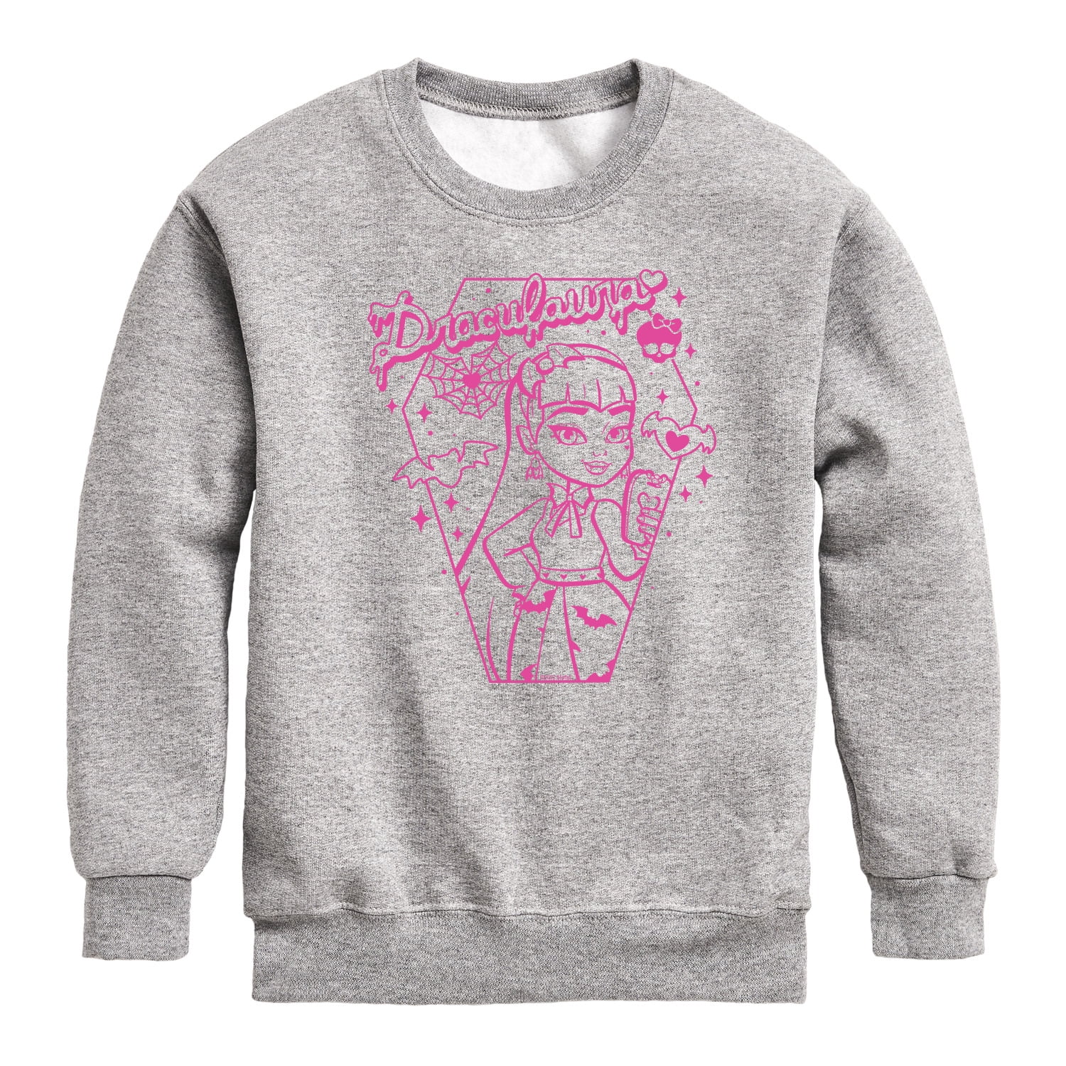 Monster High Draculara Pink Toddler And Youth Crewneck Fleece Sweatshirt