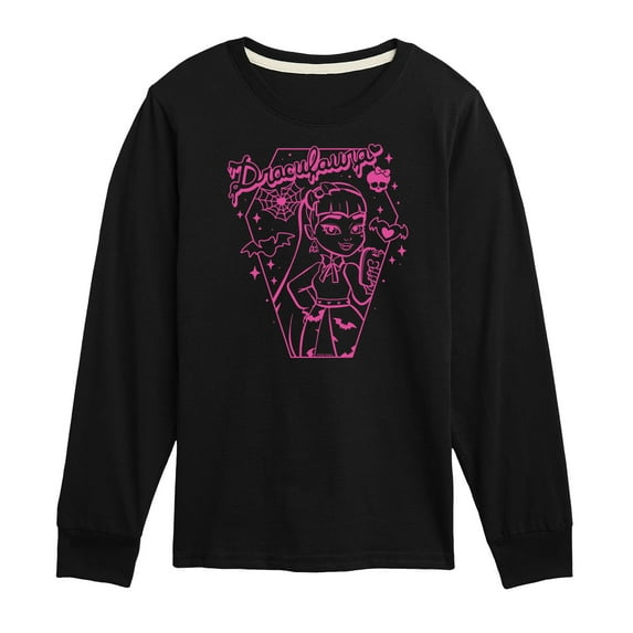 Monster High - Draculara Pink - Toddler And Youth Long Sleeve Graphic T-Shirt