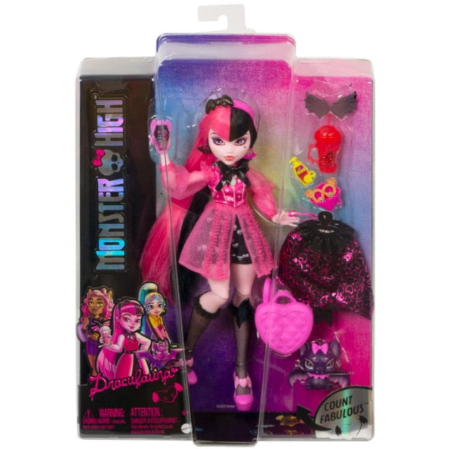 Monster High Draculaura Doll with Fashion Accessories & Pet, New 2022 ...