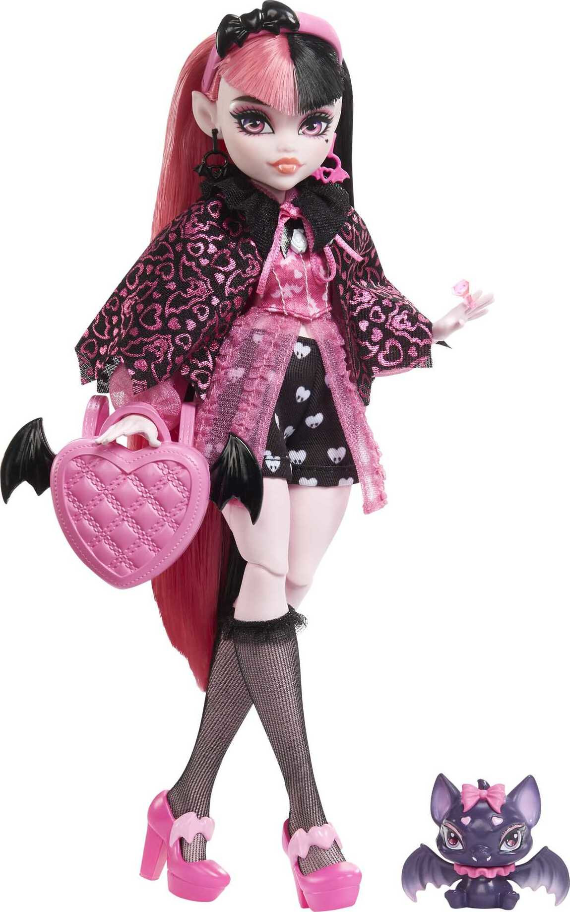 Monster High Draculaura Fashion Doll with Pink & Black Hair, Accessories & Pet Bat - image 1 of 7