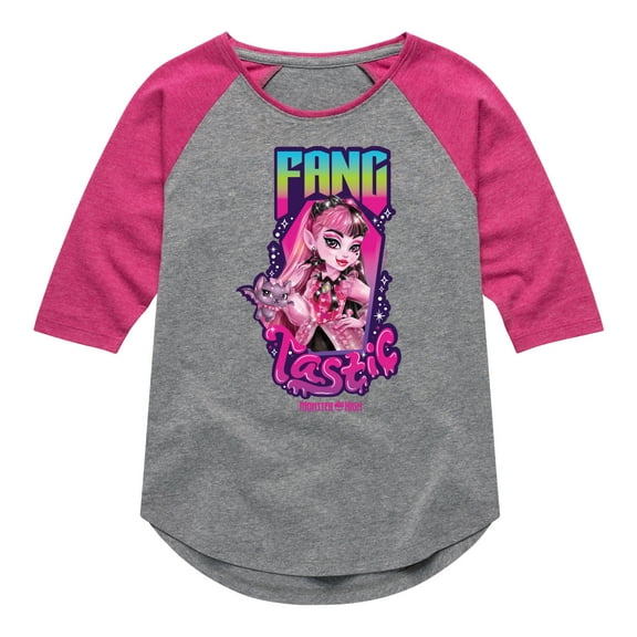 Monster High - Draculaura Is Fangtastic - Toddler & Youth Girls Raglan Graphic T-Shirt