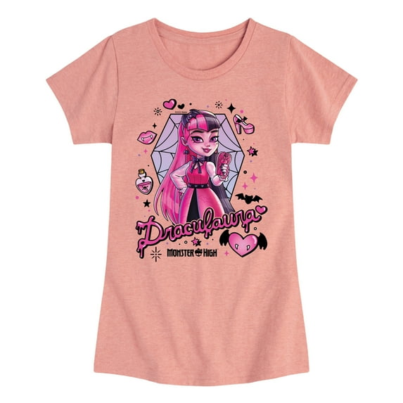 Monster High - Draculaura Spider Webs - Toddler & Youth Girls Short Sleeve Graphic T-Shirt