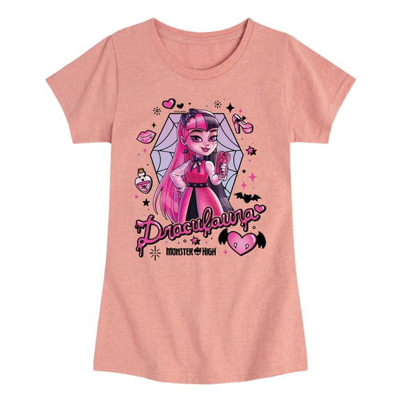 Monster High - Draculaura Spider Webs - Toddler & Youth Girls Short Sleeve Graphic T-Shirt