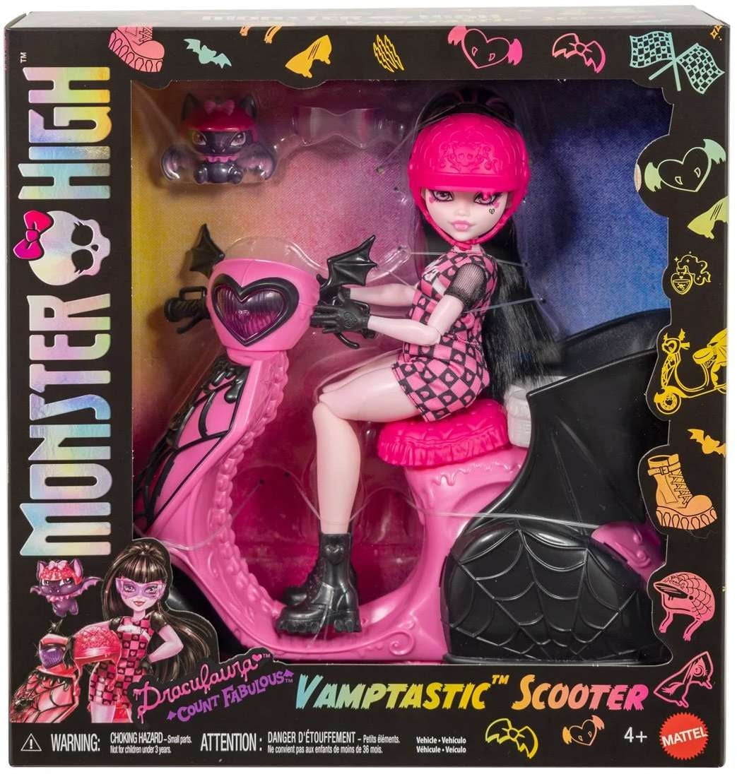 Monster High Draculaura Vamptastic Scooter Doll And Vehicle Playset 2025 Mattel