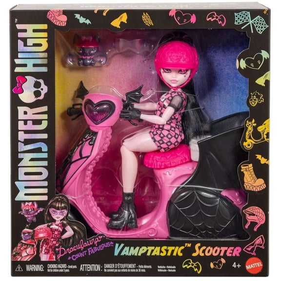 Monster High Draculaura Vamptastic Scooter Doll And Vehicle Playset 2025 Mattel