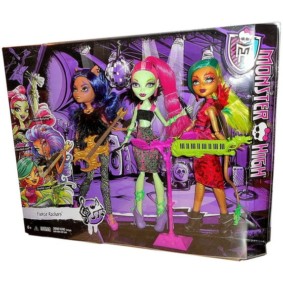 Monster High Fierce Rockers 3 Pack Clawdeen Wolf Jinafire Long Venus McFlytrap