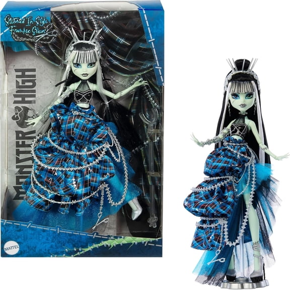Monster High Frankie Stein Doll with Original Sculpt, Stitched in Style Collector Doll with Deconstructed Gown and Sewing-Inspired Accessories