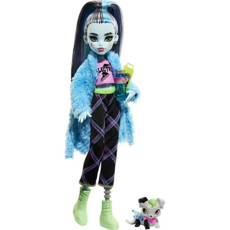 Monster High Frankie Stein Fashion Doll and Accessories, Creepover Party Set with Pet