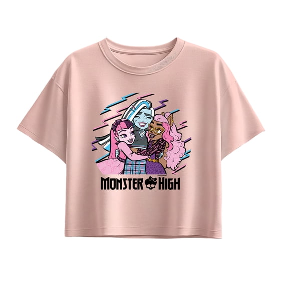 Monster High - Friend Hug Girls' Short Sleeve Boxy Graphic T-Shirt
